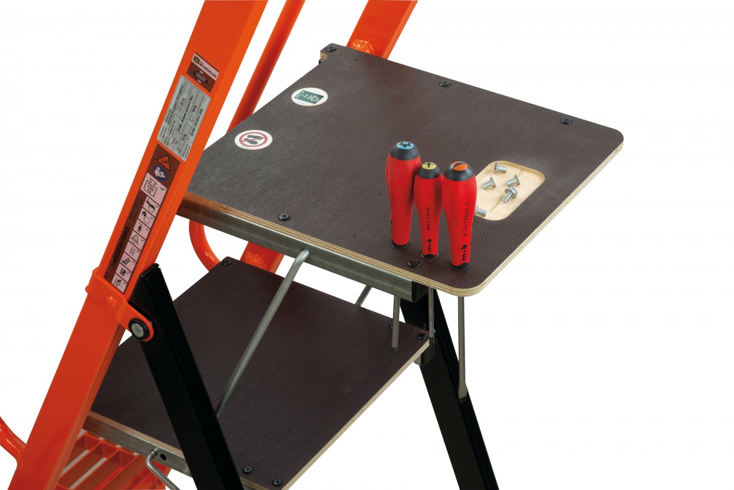 Scară pliabilă din aluminiu lescabo cu platformă, 1 tronson, 70 cm 03