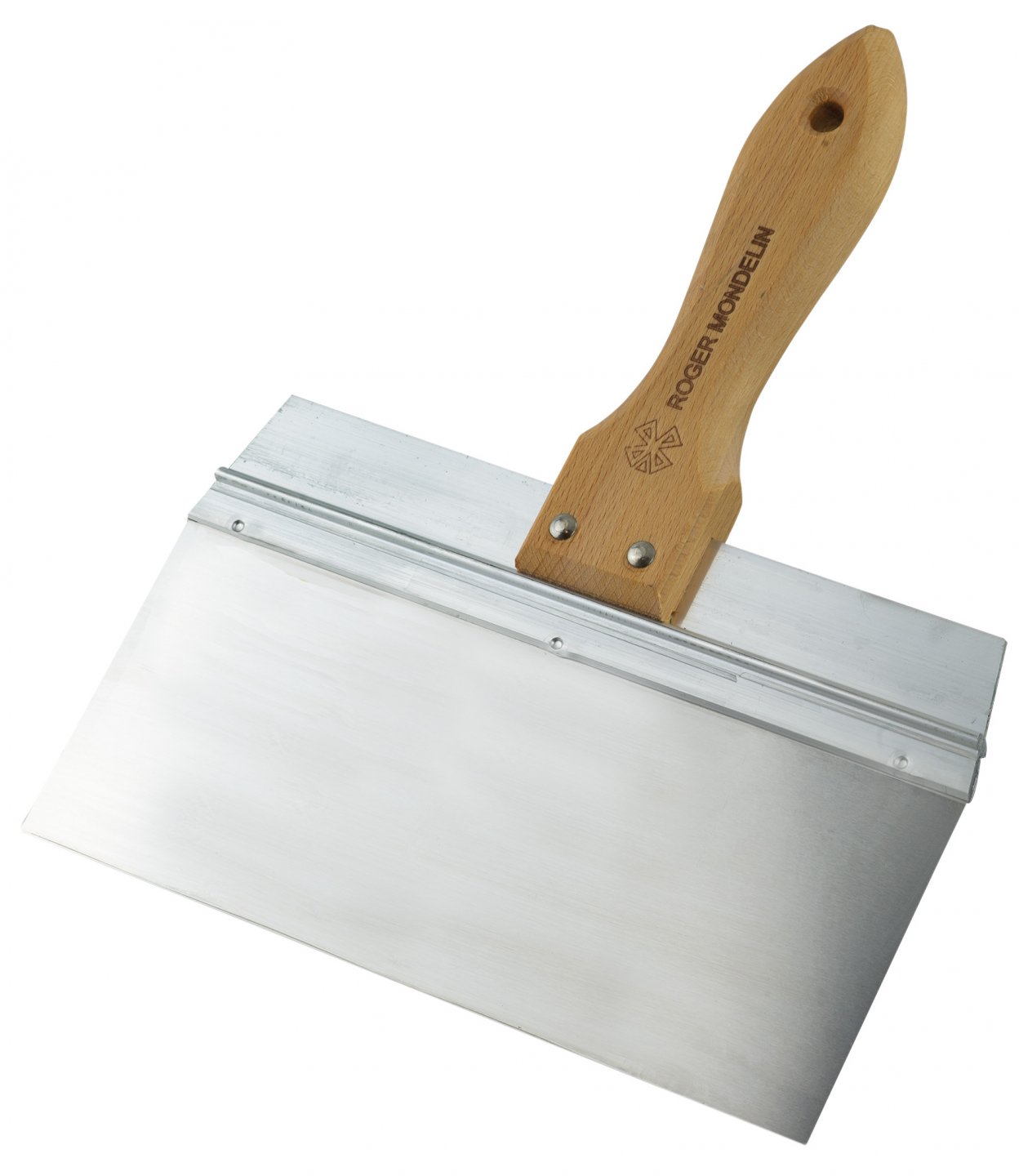 Spatulă inox cu montură de aluminiu, mâner de lemn