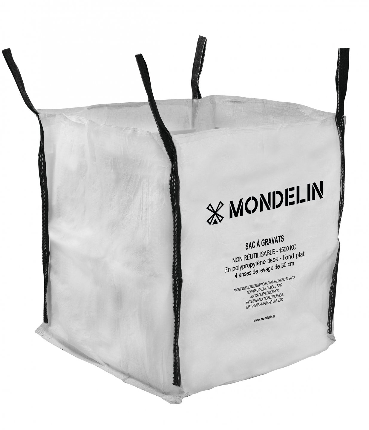 Sac pentru moloz cu 4 mânere – rafie pp